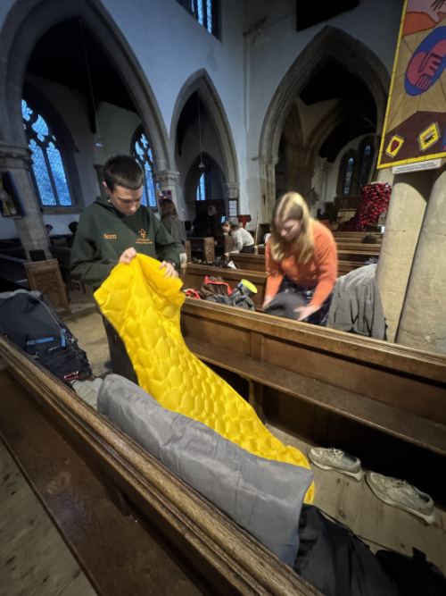 Explorer Scouts sleepover at St Andrew's, Horbling