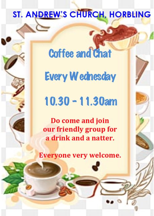 Coffee and Chat, every Wednesday 10.30-11.30am